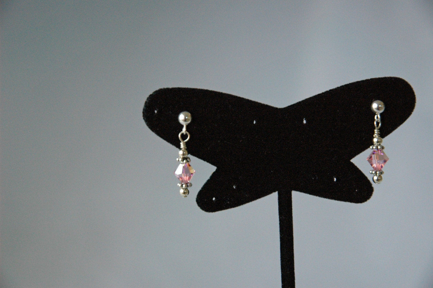 Personalized Birthstone Pink Stud Dangle Post Earrings,Flower Girl Earrings,First Communion Confirmation Earrings,Junior Bridesmaid Earrings