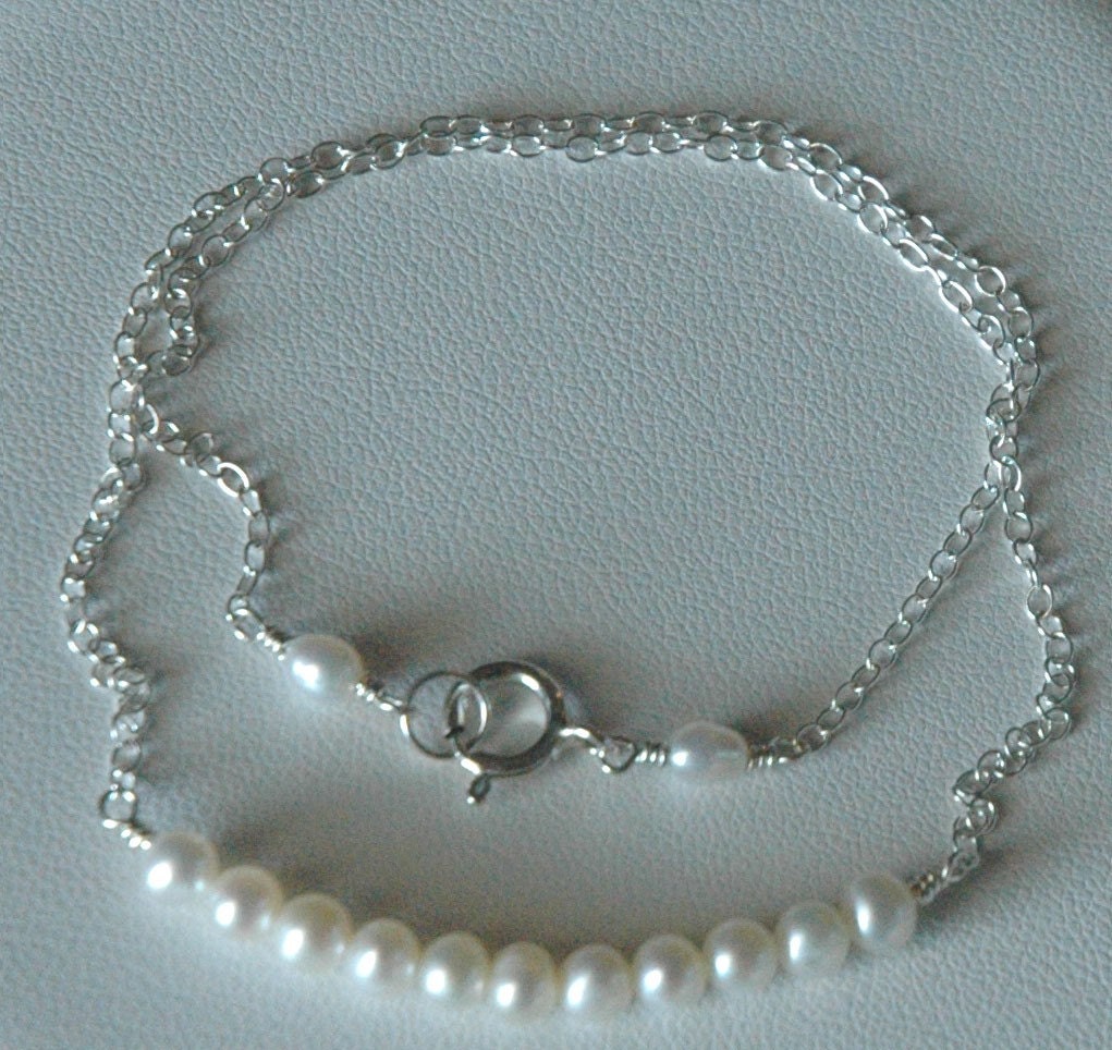 Real Pearl Necklace-Freshwater Pearl on Silk Cord Necklace,Junior Bridesmaid Pearl Necklace,Flower Girl Pearl Necklace,First Communion Pearl