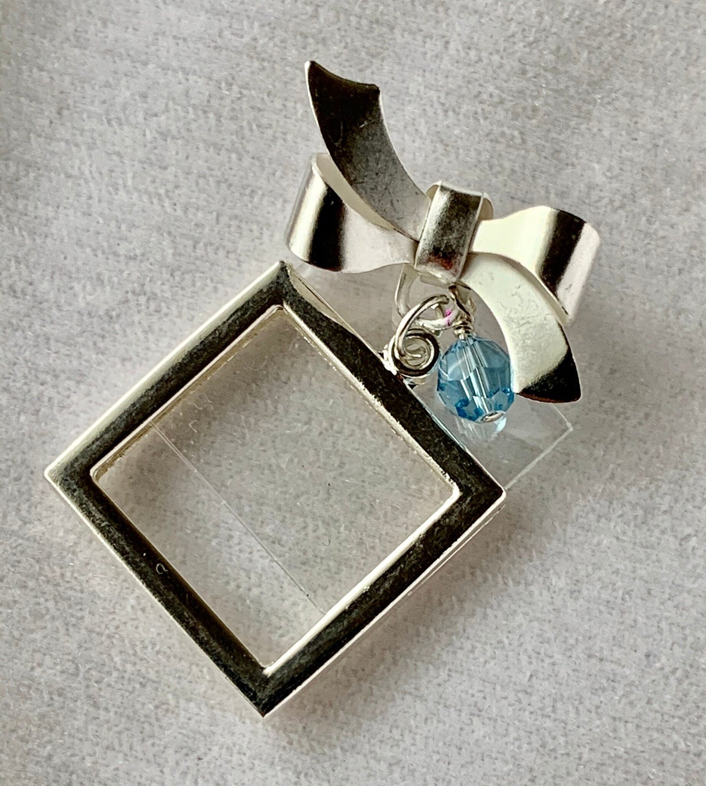 Something Blue Bridal Bouquet Photo Charm Brooch Pin,Bridal Wedding Keepsake Blue Photo Brooch,Keepsake Memory Photo Walk me down the aisle