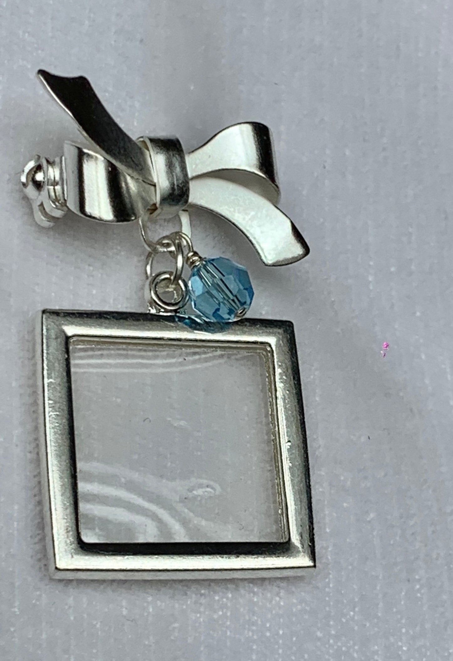 Something Blue Bridal Bouquet Photo Charm Brooch Pin,Bridal Wedding Keepsake Blue Photo Brooch,Keepsake Memory Photo Walk me down the aisle