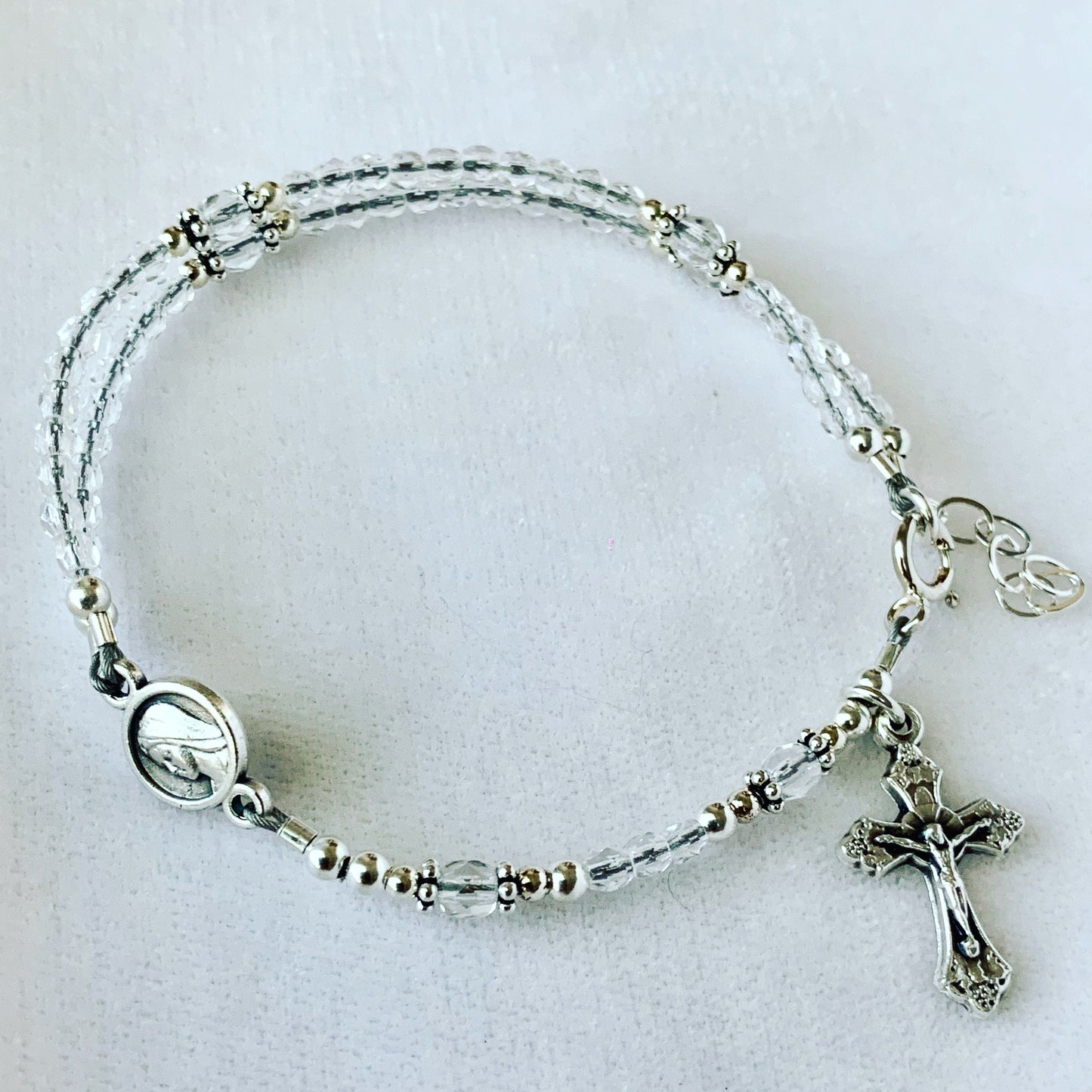 Crystal Rosary Bracelet, Five Decade Rosary Bracelet,First Communion Rosary Bracelet,Full Rosary Bracelet, Confirmation Bracelet, RCIA Gift