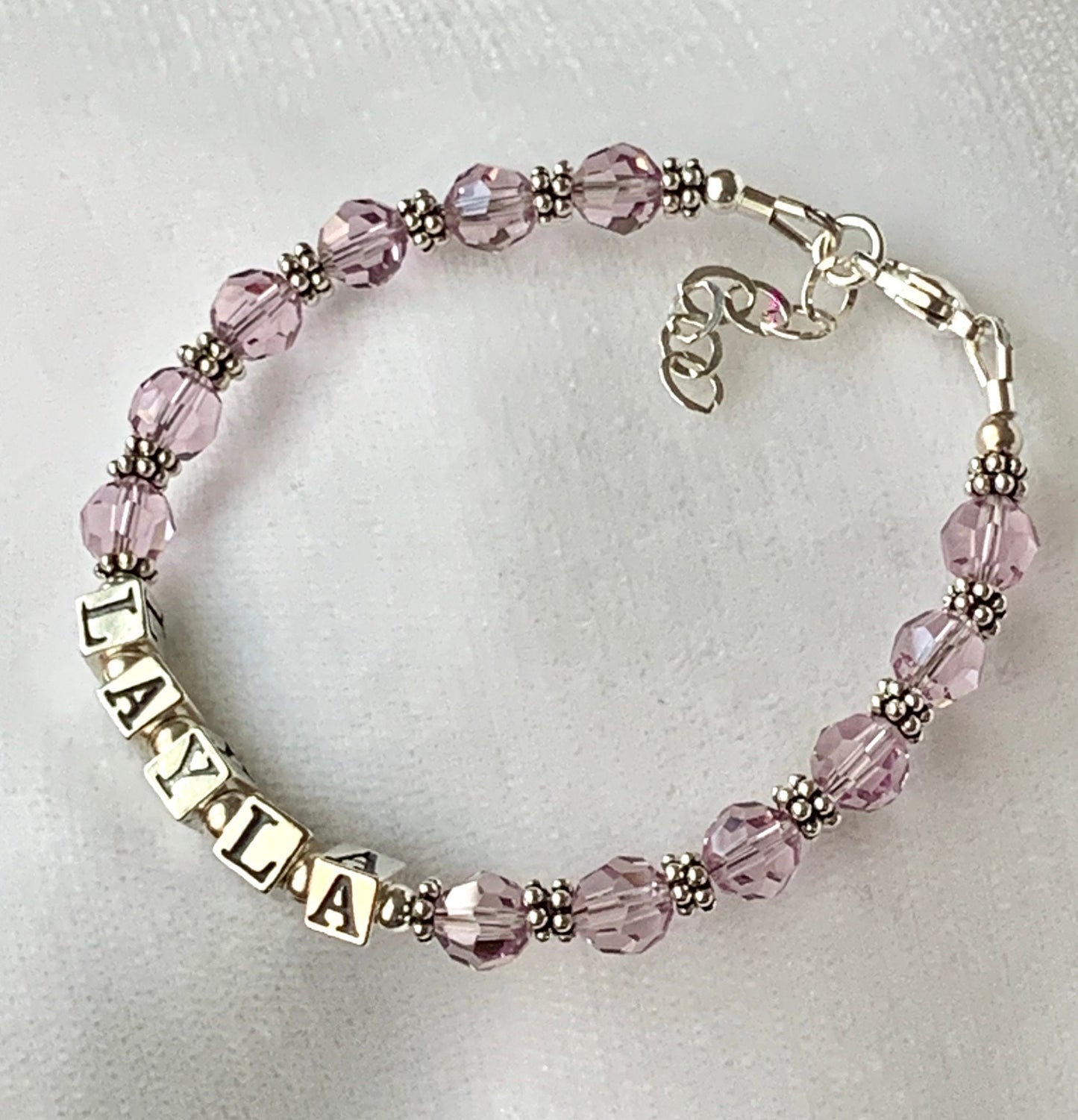 Personalized Birthstone Name Bracelet,Birthstone Bracelet,Name Bracelet,Baby Name Bracelet,Flower Girl Bracelet,Baptism Christening Bracelet