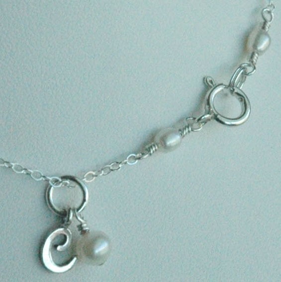 Silver Real Pearl Necklace,Junior Bridesmaid Pearl Necklace,In a Row Freshwater Pearl Silver Necklace,Bridesmaid Freshwater Gift Necklace