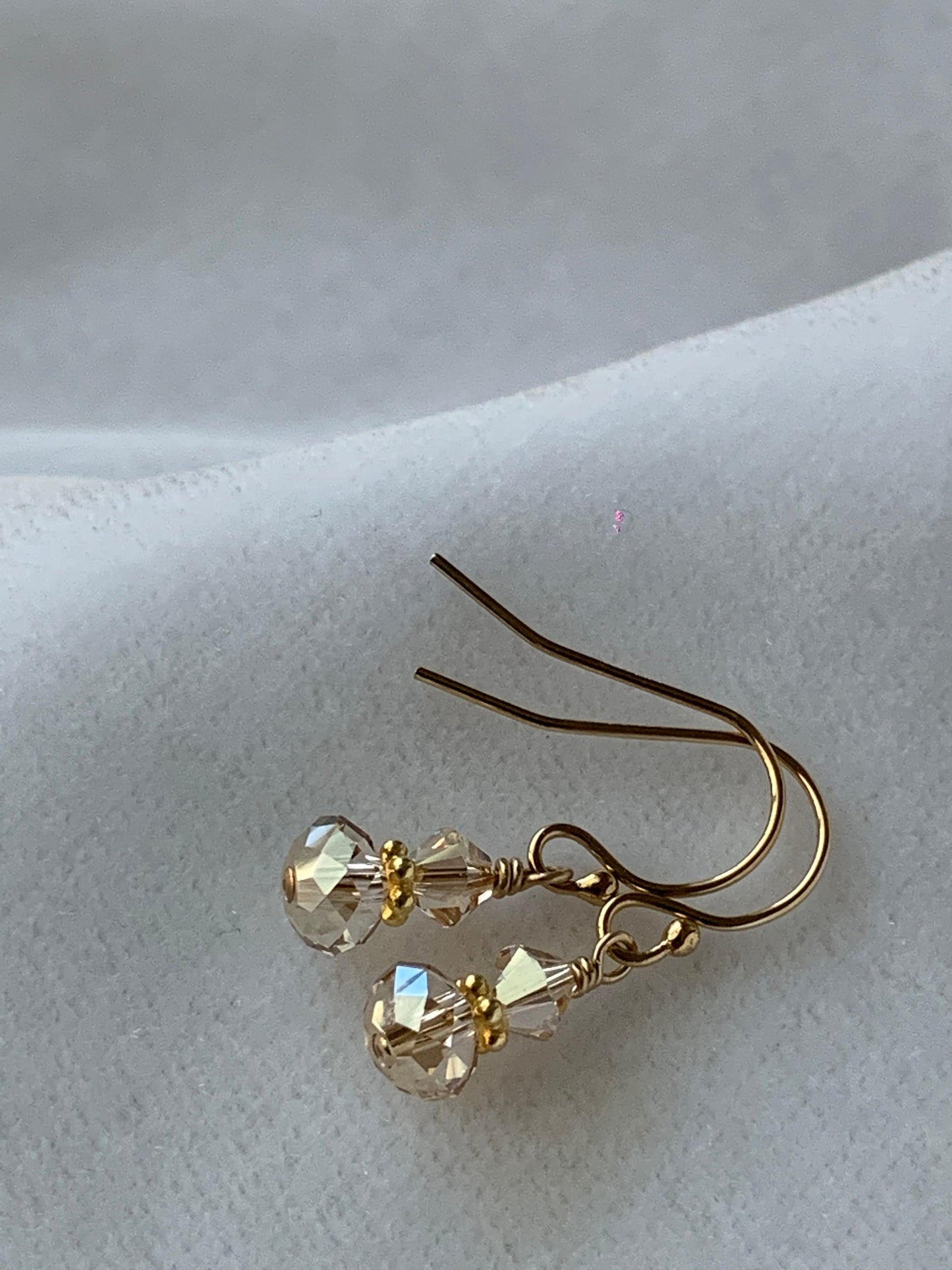 Gold Flower Girl Earrings,Small Gold Dangle Earrings,PRESTIGE Gold Earrings,Junior Bridesmaids Gold Earrings,Golden Crystal Petite Earrings