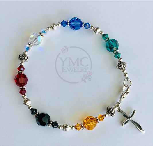 Salvation Bracelet, Confirmation Bracelet, First Communion Bracelet,Prayer Bracelet,Faith Bracelet,Cross Colorful PRESTIGE Crystal Bracelet