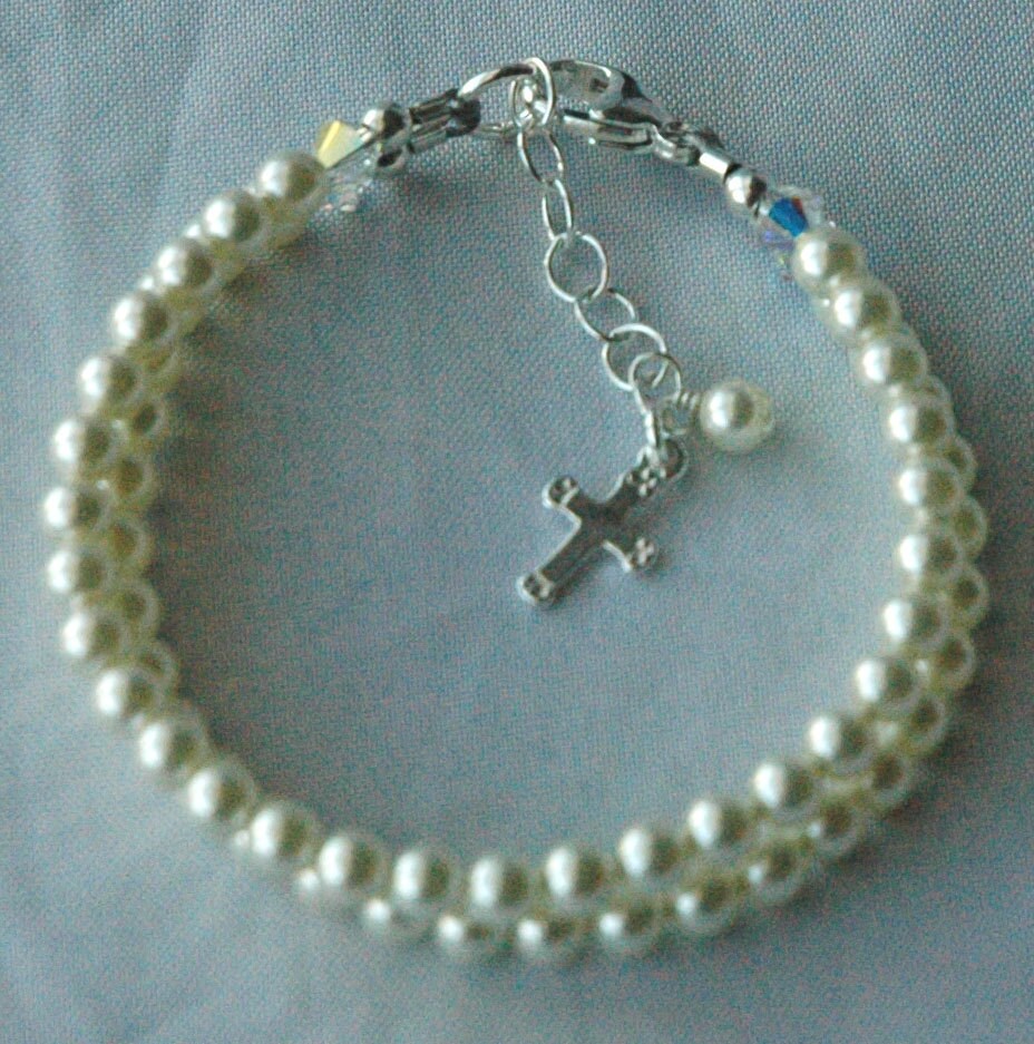 Double Strand PRESTIGE Baby Pearl Bracelet,Flower Girl Bracelet,Confirmation Bracelet,First Communion Bracelet,Junior Bridesmaid Bracelet