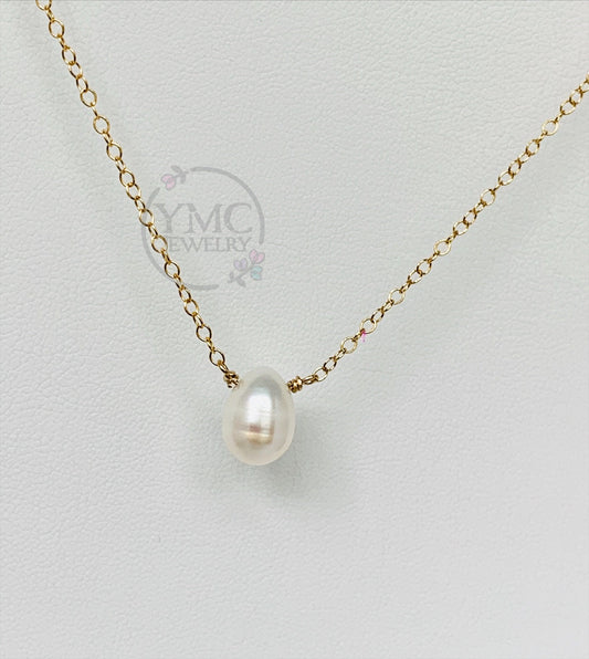 Gold Pearl Necklace,Freshwater Pearl Necklace,Elegant Pearl Necklace,Dainty Pearl Necklace,Wedding Necklace,Delicate Dainty Gold Pearl Chain