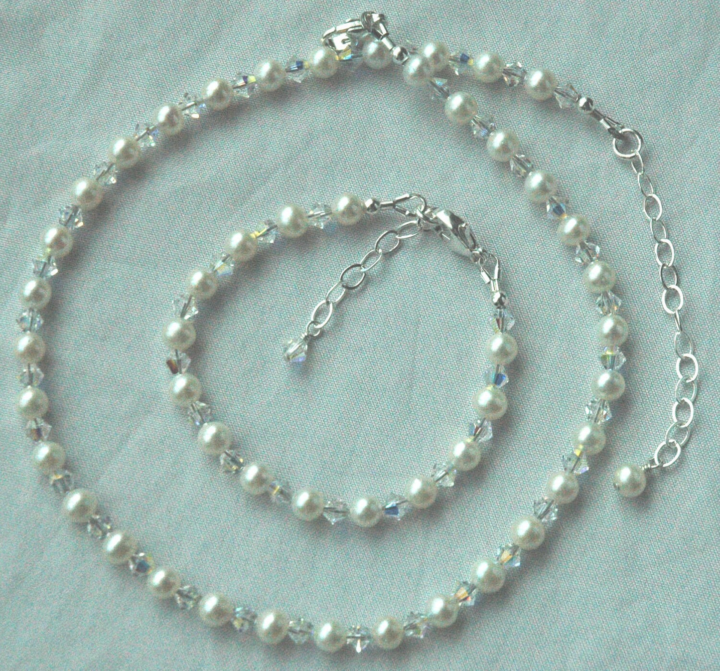 Real Freshwater Pearl and Crystal Girl Bracelet and Necklace-SET,Flower Girl Pearl SET,First Communion Necklace,Little Girl Pearls Necklace
