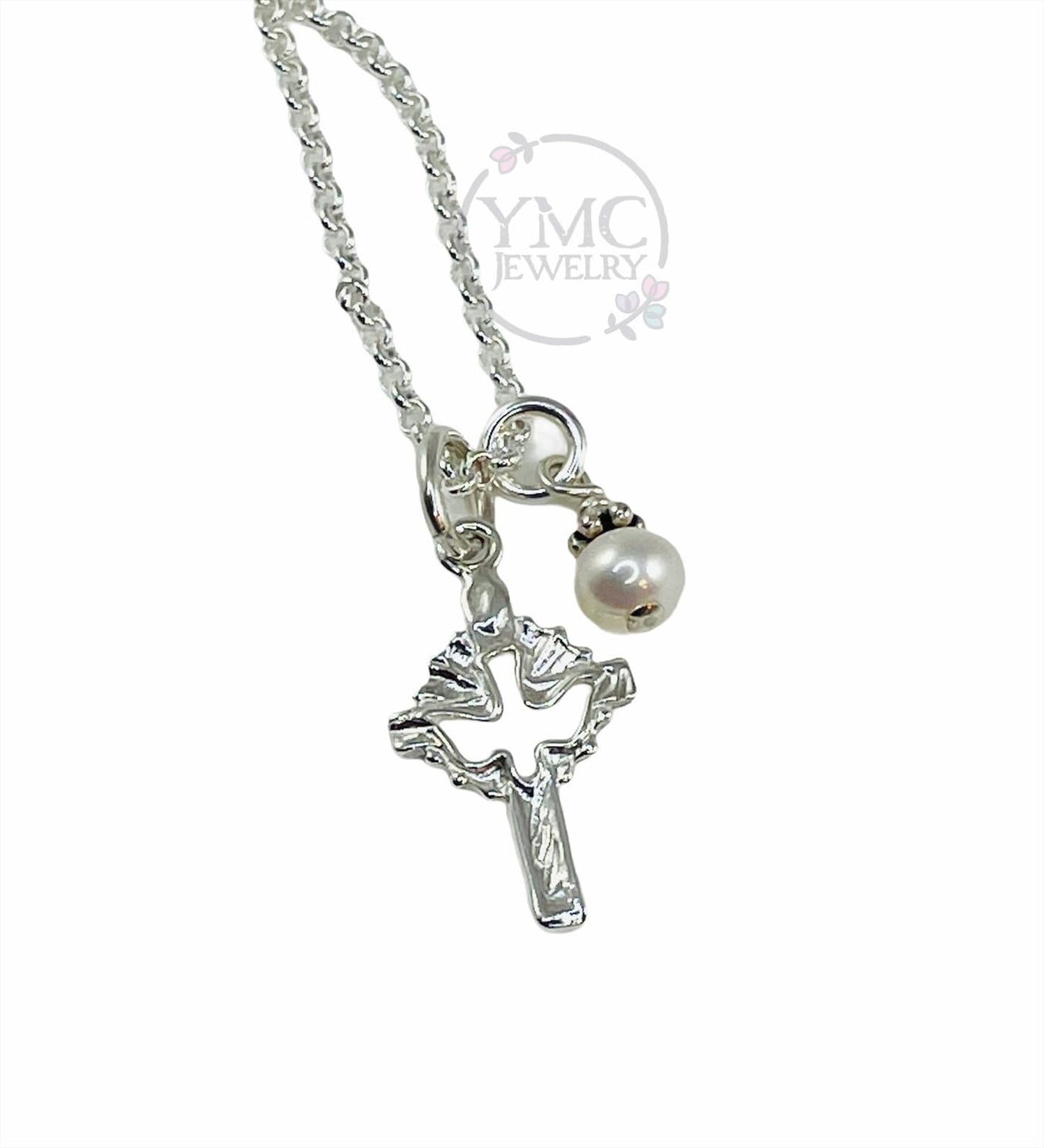 Confirmation Girl Necklace,Confirmation Sponsor Gif,Holy Spirit Cross Necklace,Personalized Birthstone Cross Necklace,Dove Cross Necklace