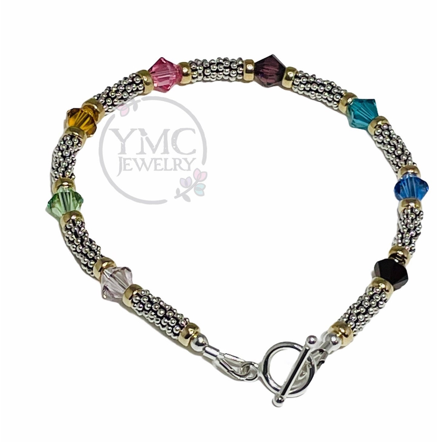 Gold and Silver Family Birthstone Bracelet,Mother Bracelet,Bracelet Gift for Grandmother Nanny Mimi Gigi Nana,Family Bracelet,Mother's Day