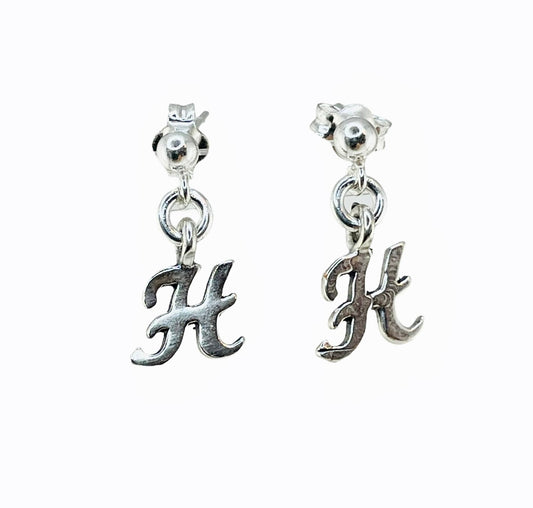 Sterling Silver Initial Custom Children Earrings,Tiny Dangles, Personalized-Monogram-Initial Earrings,Flower Girl Earrings,Gifts for teens