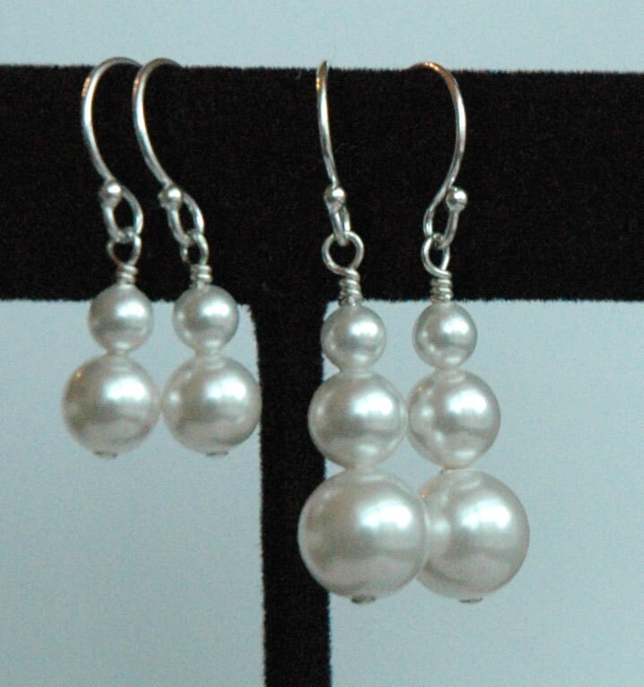 Crystal Pearls and Sterling Silver Children Earrings,Flower Girl Pearl Earrings,Confirmation First Communion Earrings,Teen Pearl Earrings