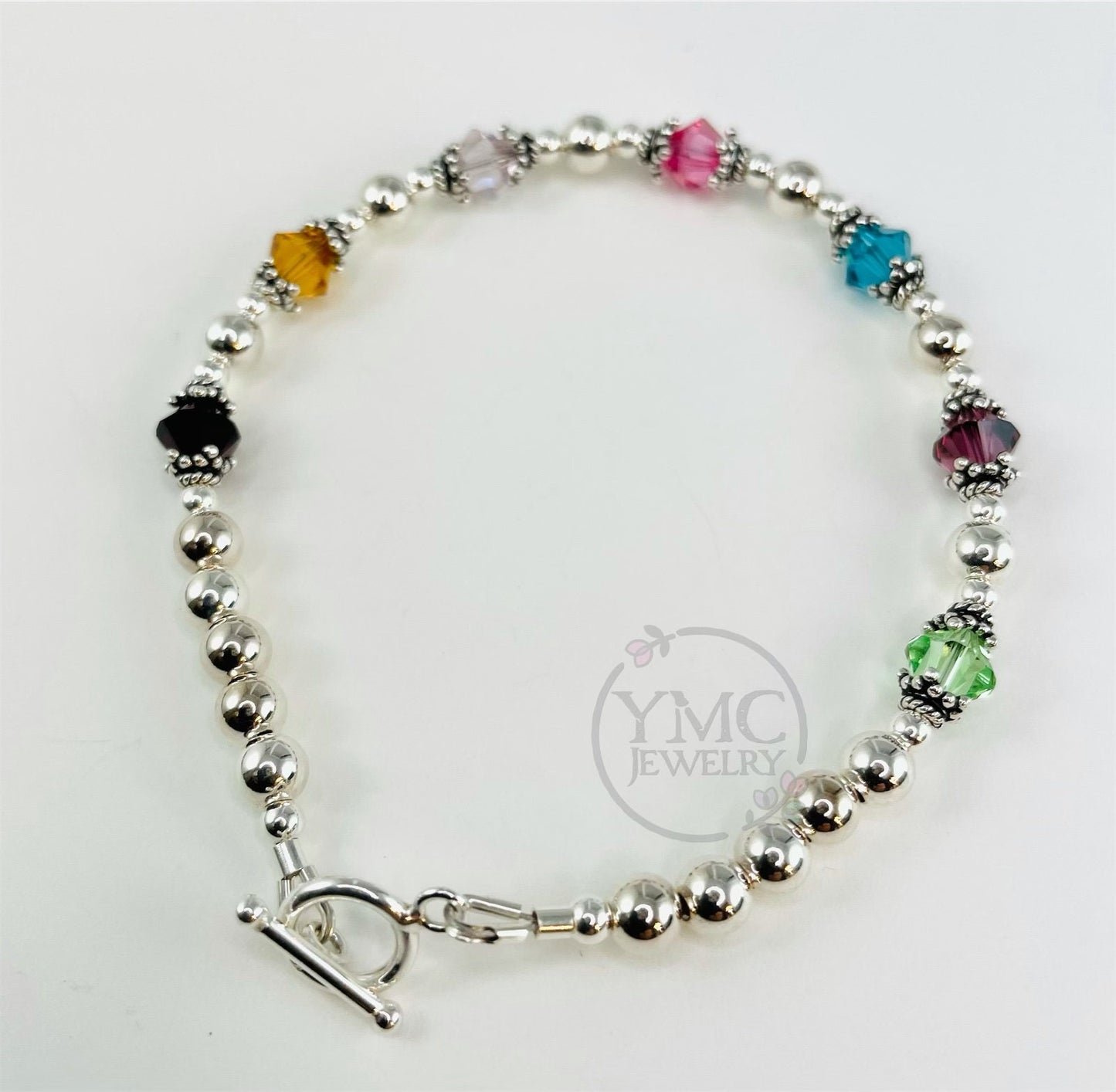 Sterling Silver Family Birthstone Mother Bracelet,Bracelet Gift for Grandmother Nanny Mimi Gigi Nana,Family Bracelet,Mother's Day Gift