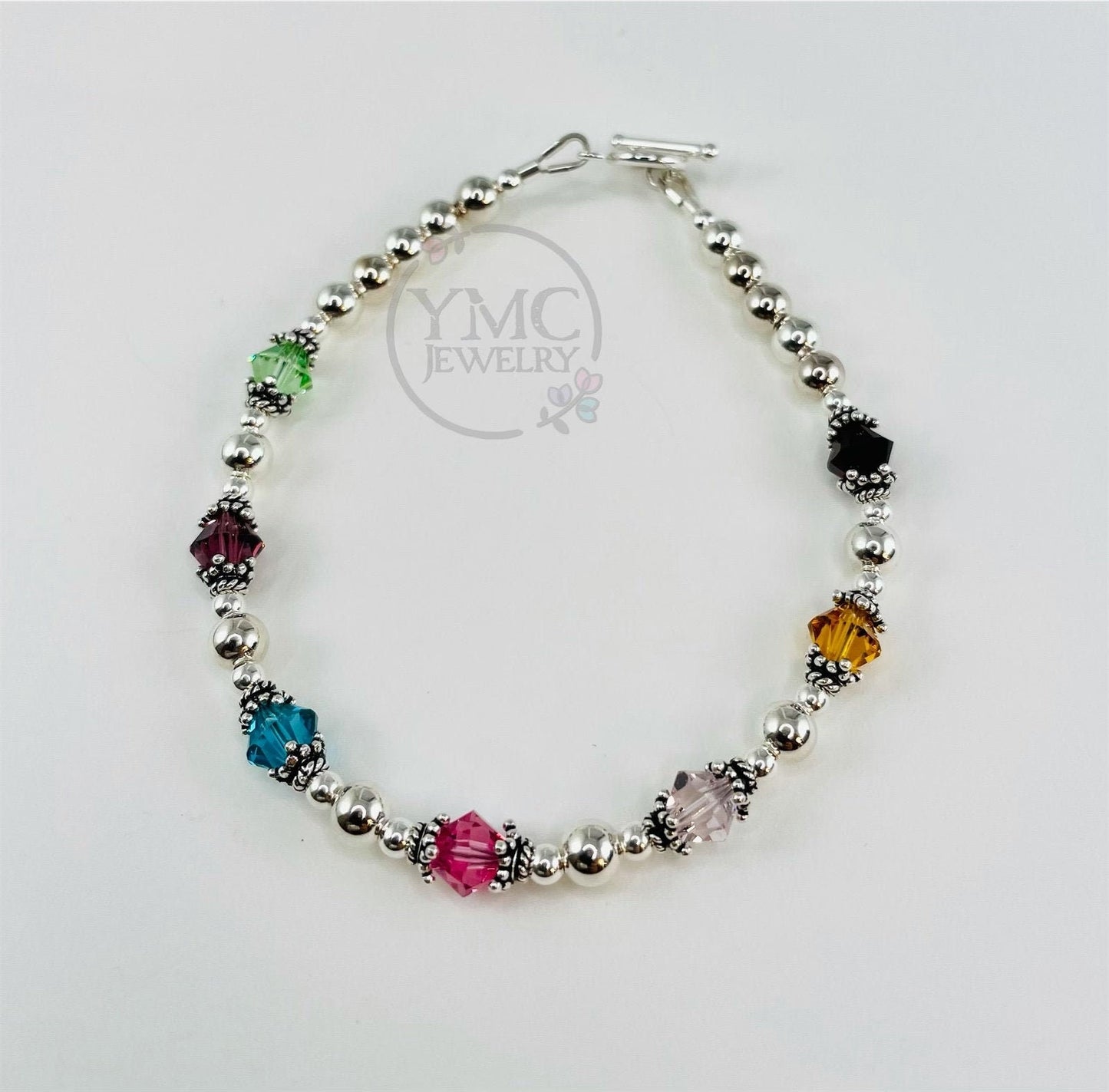 Sterling Silver Family Birthstone Mother Bracelet,Bracelet Gift for Grandmother Nanny Mimi Gigi Nana,Family Bracelet,Mother's Day Gift