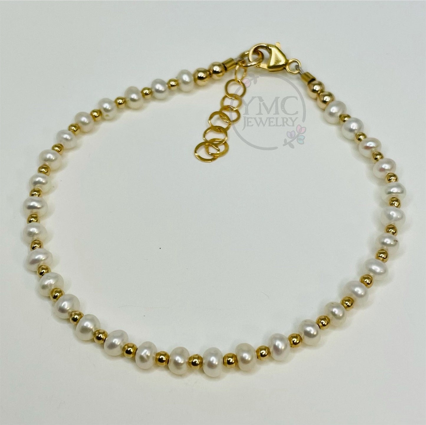 Gold Pearl Stackable Toddler Bracelet,Gold Freshwater Pearl Bracelet For Kids Girls,Dainty Pearl Gold Bracelet,Gold Layering Mom Bracelet