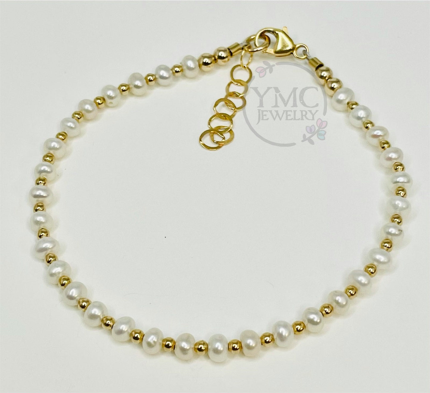 Gold Mother Of Pearl Heart Stackable Bracelet,Gold Pearl Bracelet For Kids Girls,Dainty Pearl Gold Bracelet,Gold Layering Mom Baby Bracelet