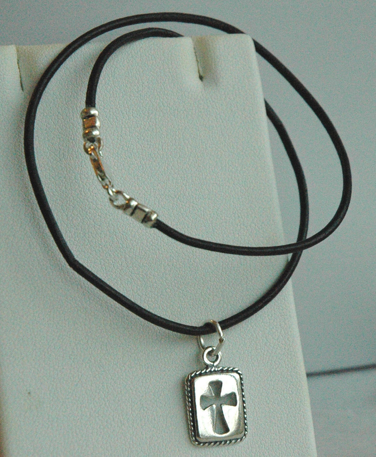 Boy / Men Cross Hematite First Communion Necklace,Boy Cross Necklace