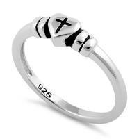 Sterling Silver Small Cross Ring, Child Cross Ring,US 5