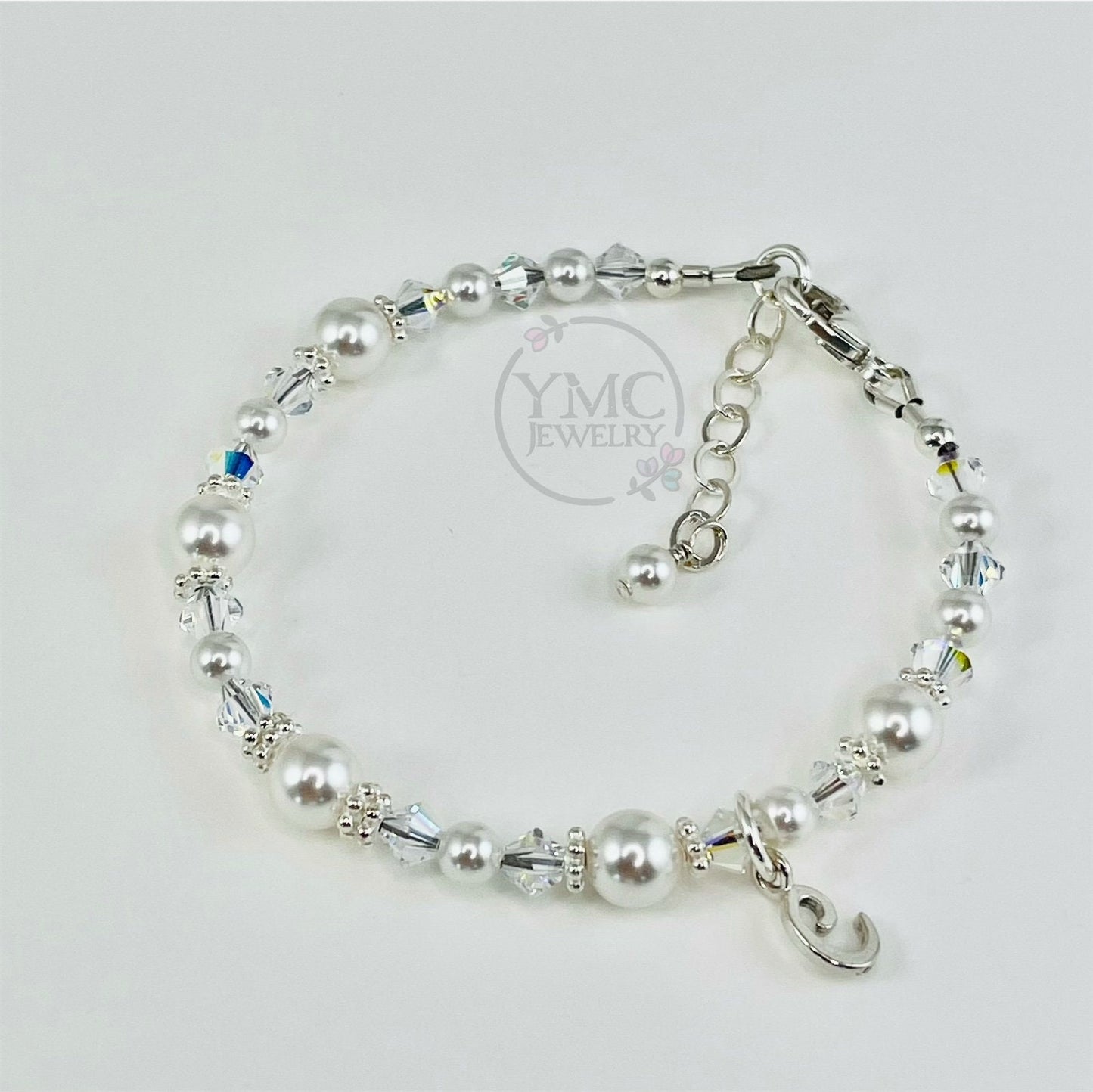Initial Personalized Monogram Pearl Bracelet,Baptism-First Communion,Baby Pearl Bracelet,Flower Girl proposal gift,Baby Pearl Bracelet