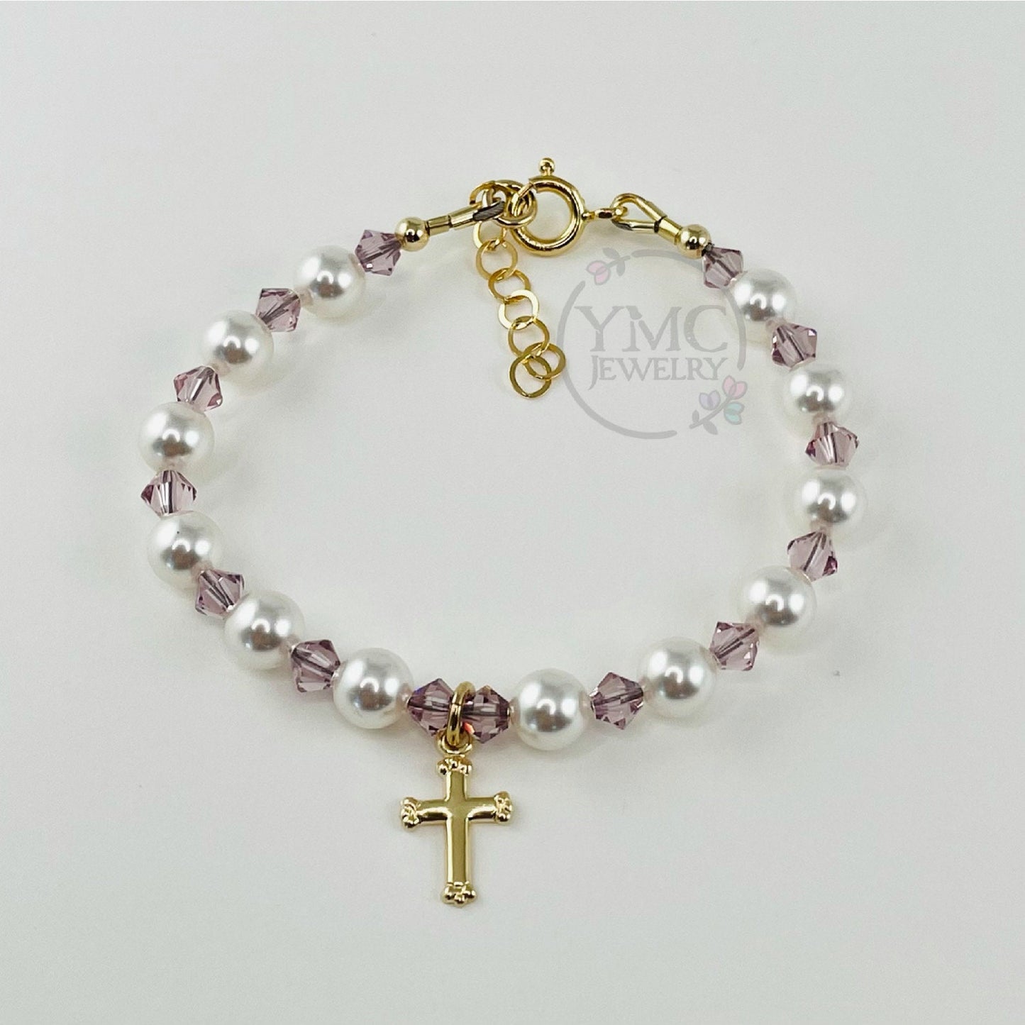 d Baby Cross Pearl Baby June Bracelet