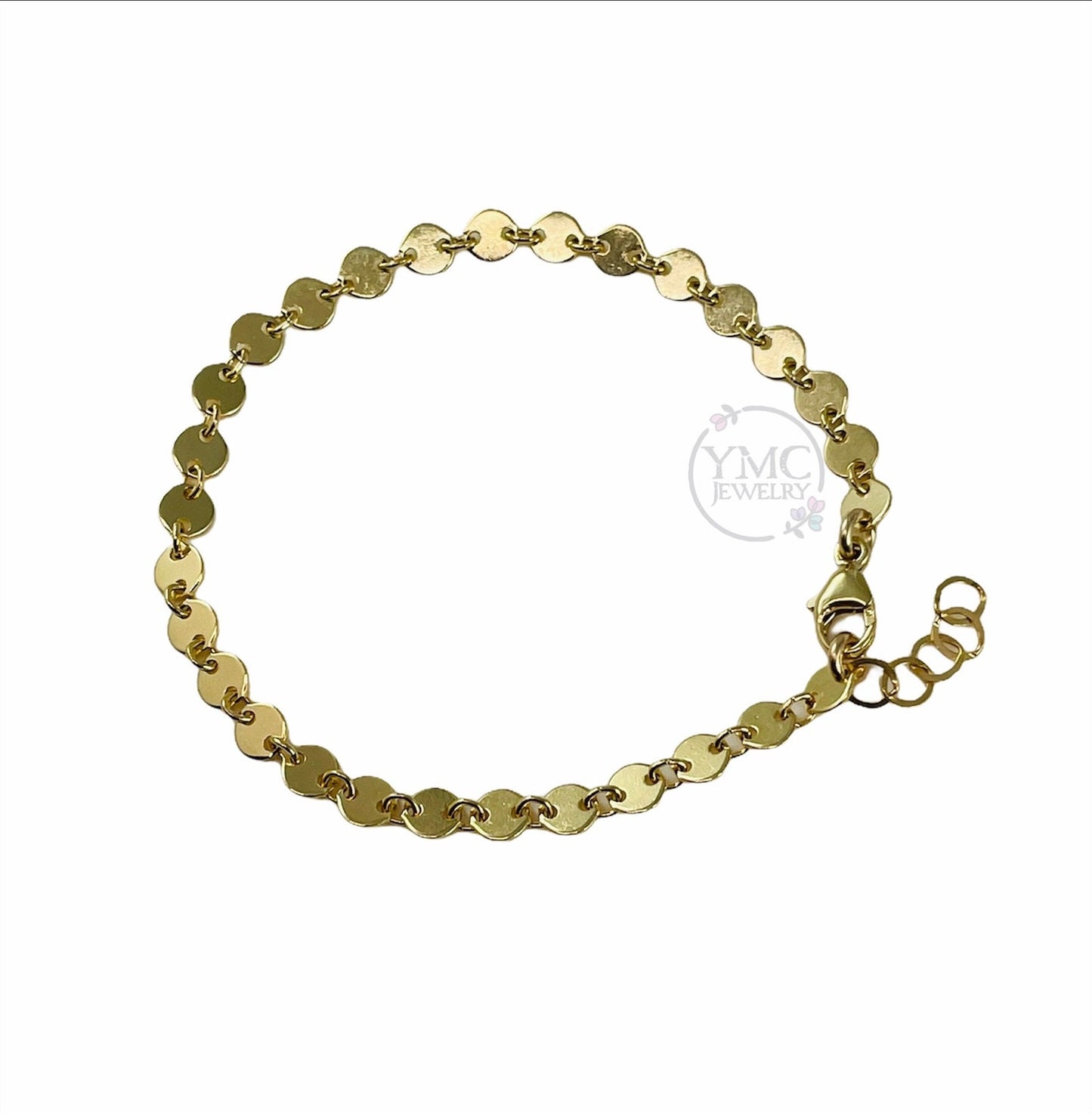 Gold Sequin Bracelet,Gold Circle Bracelet,Child Gold Chain Bracelet,Children Dainty Chain Bracelet,Coin Chain Bracelet,Bracelet for Women