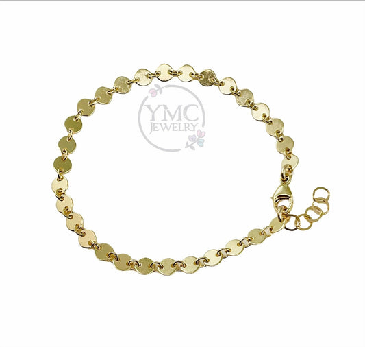 Gold Sequin Bracelet,Gold Circle Bracelet,Child Gold Chain Bracelet,Children Dainty Chain Bracelet,Coin Chain Bracelet,Bracelet for Women
