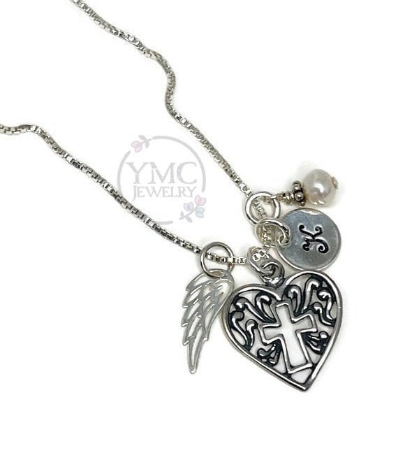 Remembrance Memorial Angel Wing Heart Necklace,Mother's Day Gift,Sympathy Bereavement Gift,Loss of Husband Mom Mother Brother Sister Friend