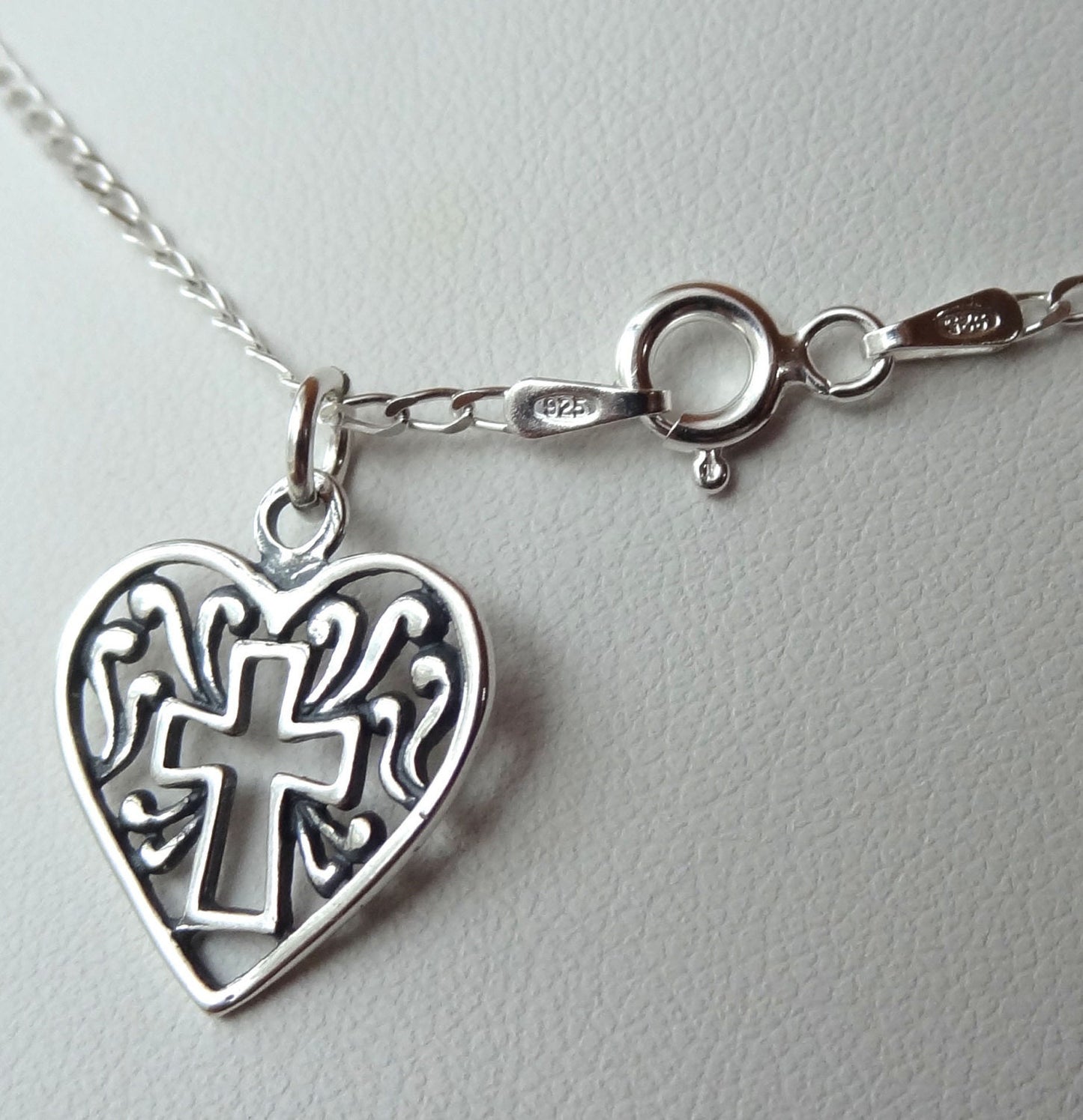 Silver Heart Cross Necklace,First Holy Communion Necklace,Confirmation Necklace,Baby Baptism Necklace,Faith Necklace,Cross  Mom Necklace