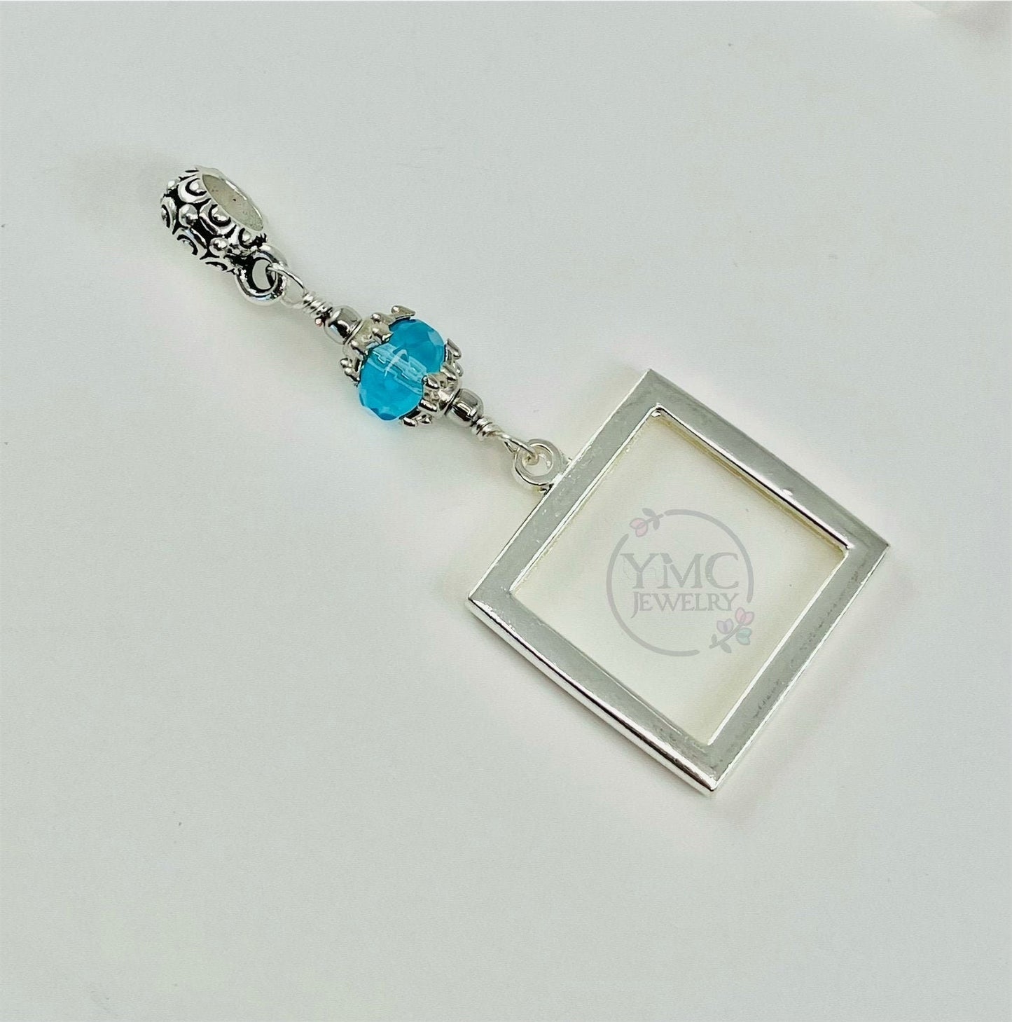 Something Blue Bridal Bouquet Photo Charm,Bridal Wedding Bouquet Photo Charms Sentimental Wedding Keepsake,Blue Bouquet Charm