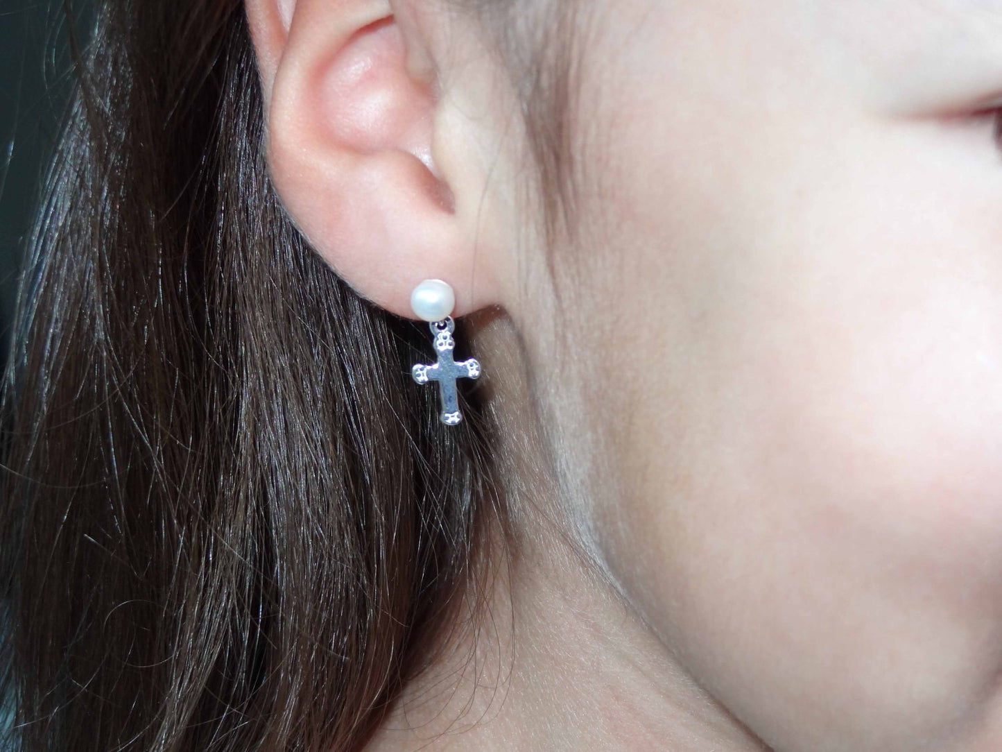Sterling Silver Cubic Zirconia Cross Stud Post Earrings- Confirmation Earrings, Cross Earrings, Cubic Zirconia Cross Earrings, RCIA Earrings