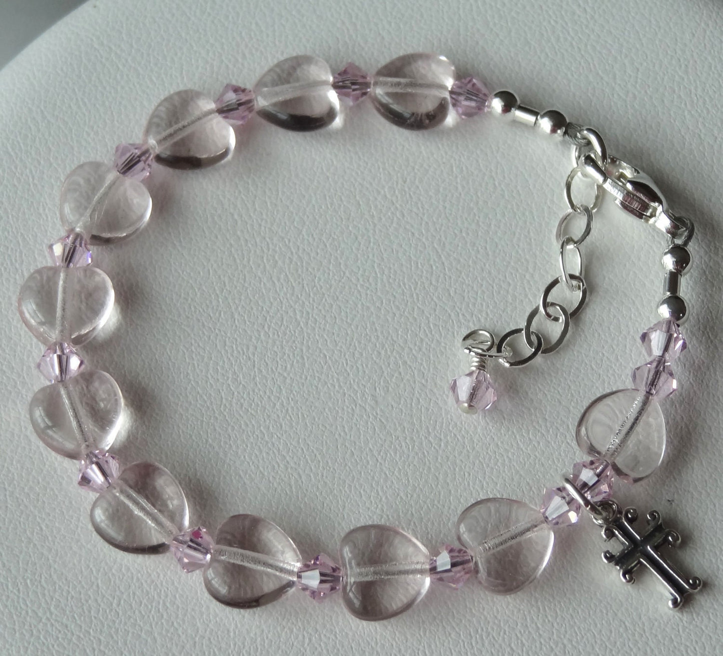 Personalized  Rosaline Heart Initial Rosary Bracelet,Confirmation Rosary Bracelet,First Communion Rosary Bracelet,Flower Girl Bracelet