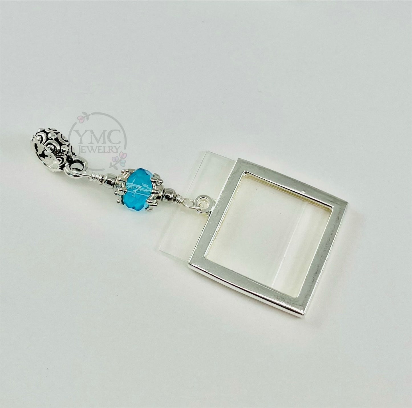 Something Blue Bridal Bouquet Photo Charm,Bridal Wedding Bouquet Photo Charms Sentimental Wedding Keepsake,Blue Bouquet Charm