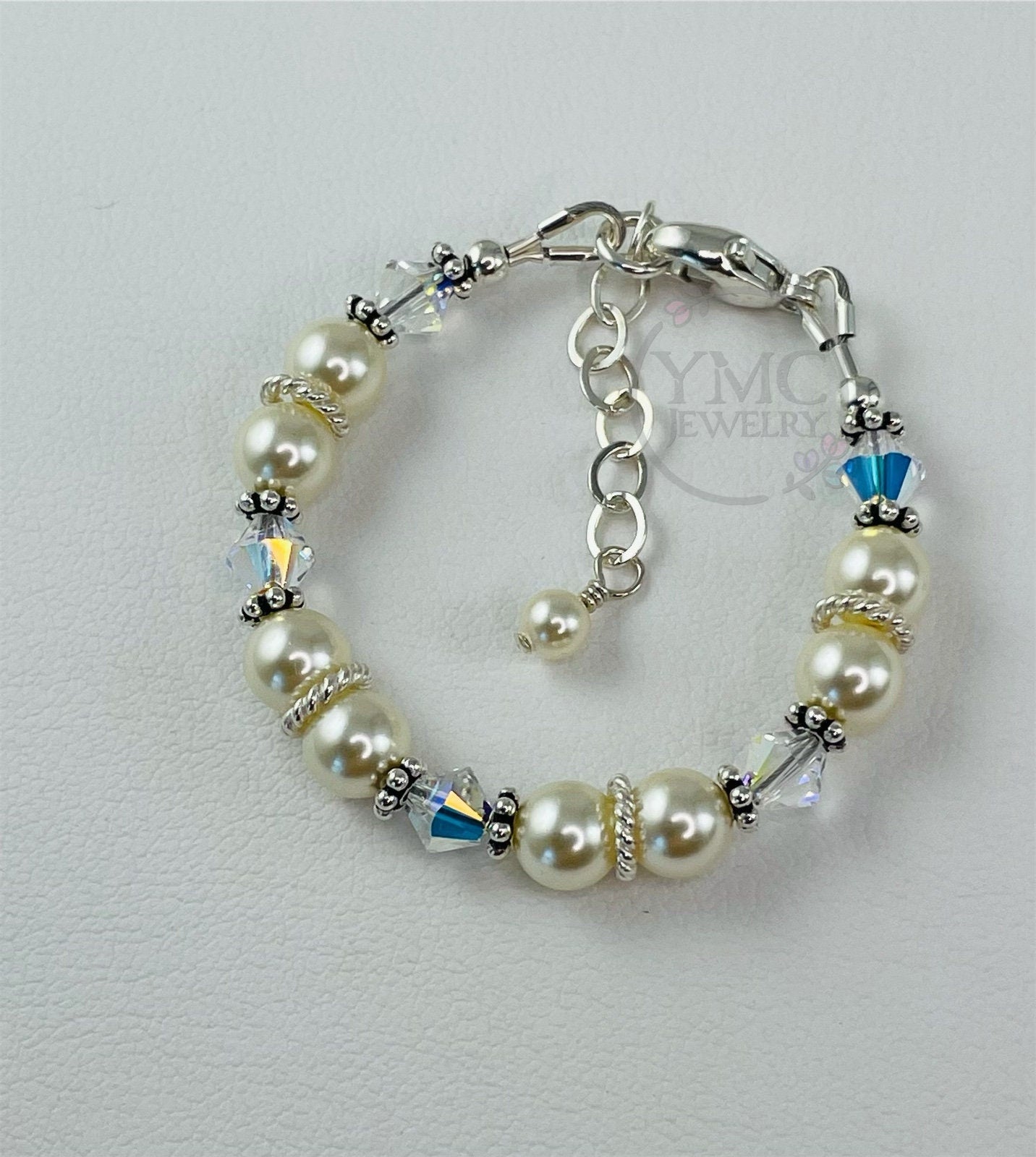 Custom Baby Girl and Little Girls First Pearl Bracelet