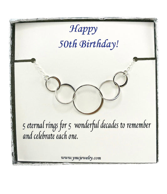 50th Birthday Interlocking Circle Necklace