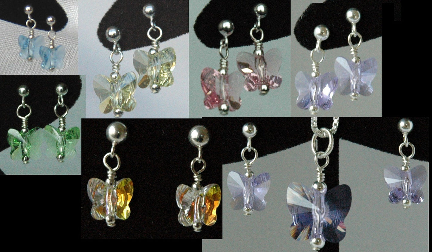 Light Pink Crystal Butterfly Earrings,Butterfly Children Post Stud Earrings,Flower Girl Earrings,Butterfly Earrings,Tiny Butterfly Earrings