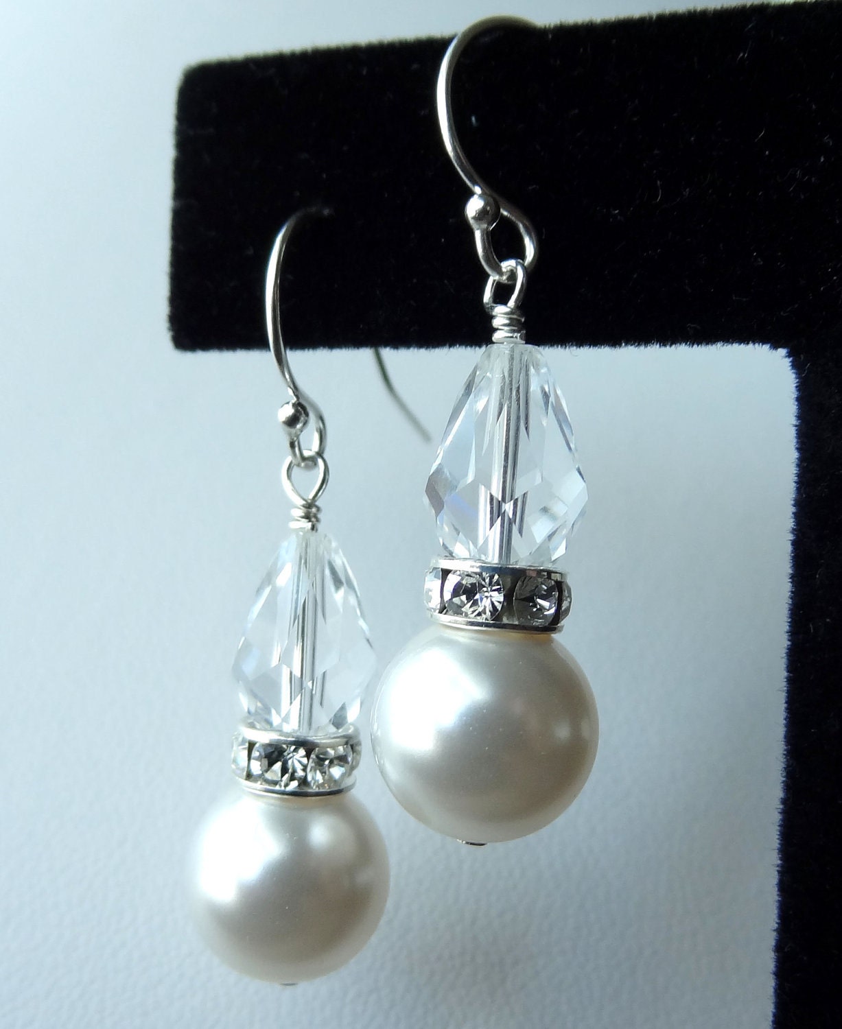 Crystal Drop Pearl Earrings,Bridesmaid Gift Set Earrings,Bridesmaid Earrings,Wedding Bride Bridal Pearl Crystal Earrings,Bride Pearl Earring