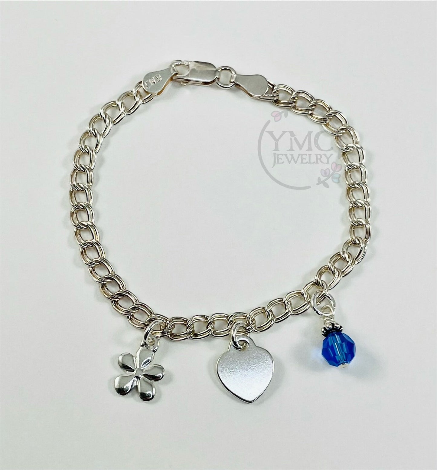 Sterling Silver Children Charm Bracelet,Toddler Bracelet,Personalized Kids Bracelet,Children Birthday Gift,Little Girl Childs Charm Bracelet