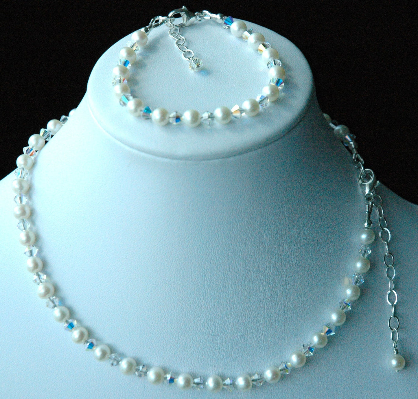 Real Freshwater Pearl and Crystal Girl Bracelet and Necklace-SET,Flower Girl Pearl SET,First Communion Necklace,Little Girl Pearls Necklace