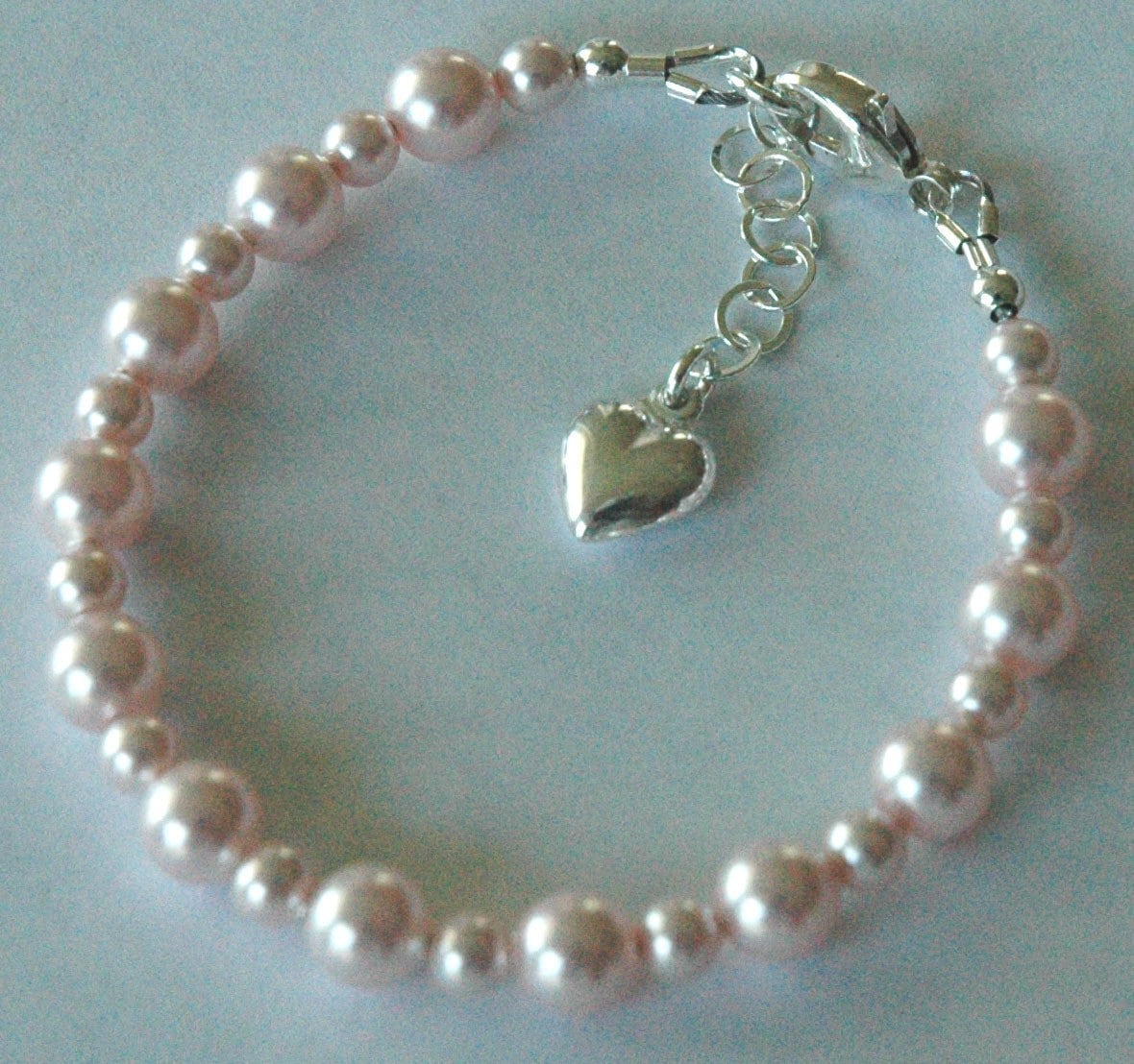 Baby Pink Pearl Bracelet,Pale Pink Pearl Girl Bracelet,Flower Girl Pearl Bracelet,First Communion Bracelet,Confirmation Cross Pearl Bracelet