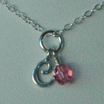 Sterling Silver Custom Monogram Baby Birthstone Initial Necklace,Birthstone Necklace,Initial Necklace,Toddler Infant Necklace,Baby Girl Gift