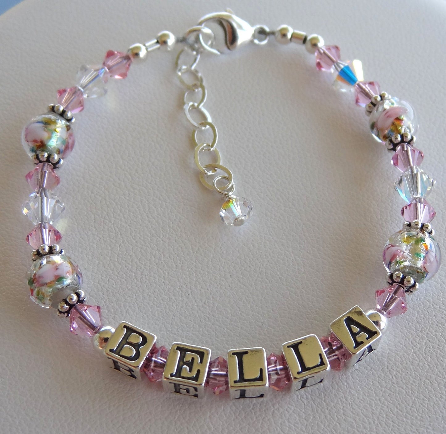 Baby Girls Personalized Pink Name Bracelet,Flower Girl Name Bracelet,Baby Pink Girl Bracelet,Beaded Name Bracelet for kids,Name ID bracelets