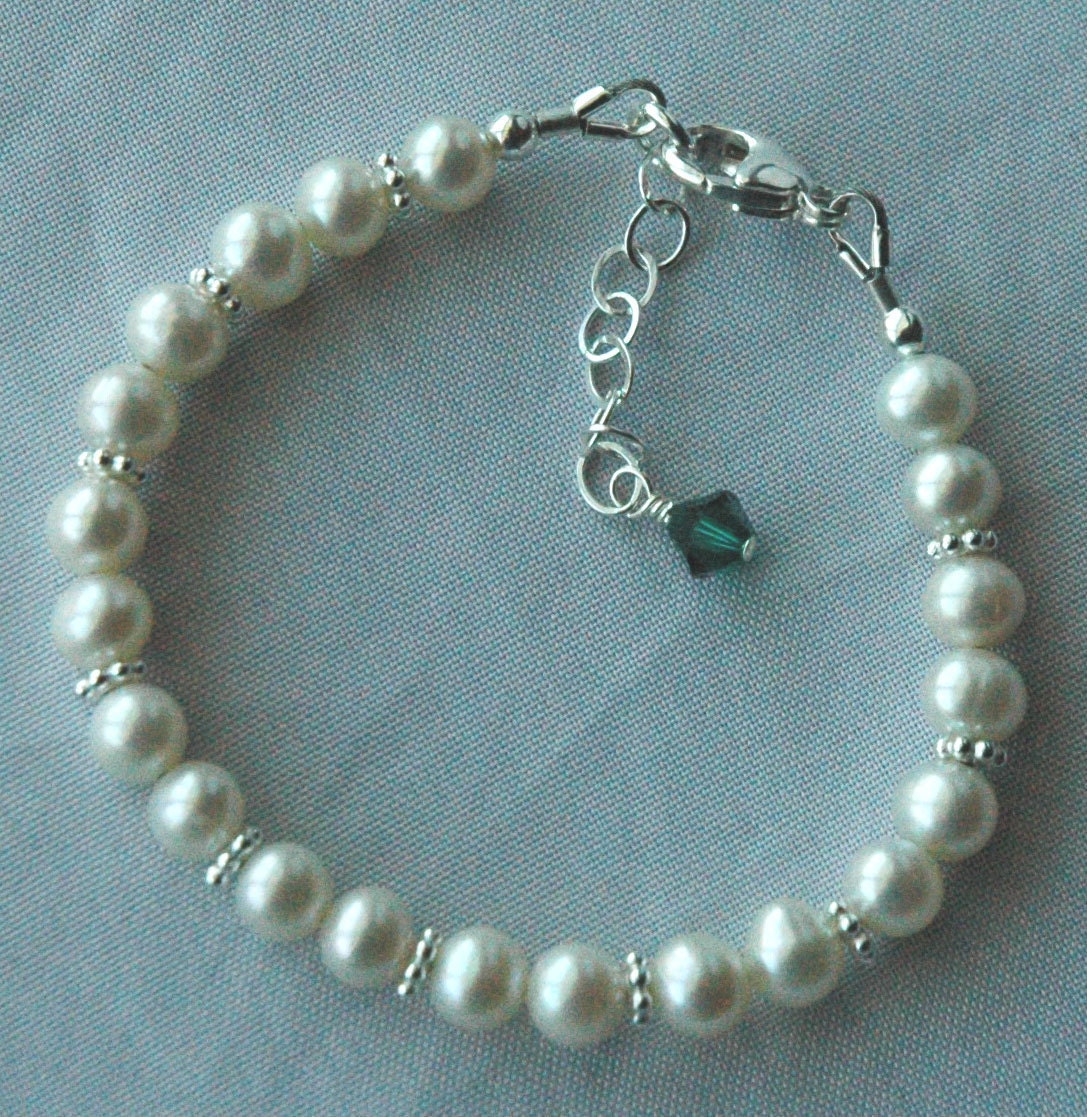 Crystal Cross Pearl Baby Baptism Bracelet,Cross Bracelet, Confirmation First Communion Cross Bracelet,Flower Girl Bracelet,Junior Bridesmaid