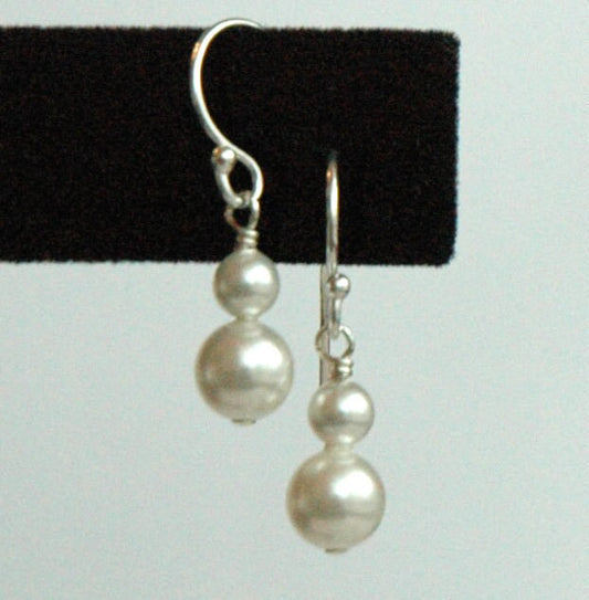 Crystal Pearls and Sterling Silver Children Earrings,Flower Girl Pearl Earrings,Confirmation First Communion Earrings,Teen Pearl Earrings
