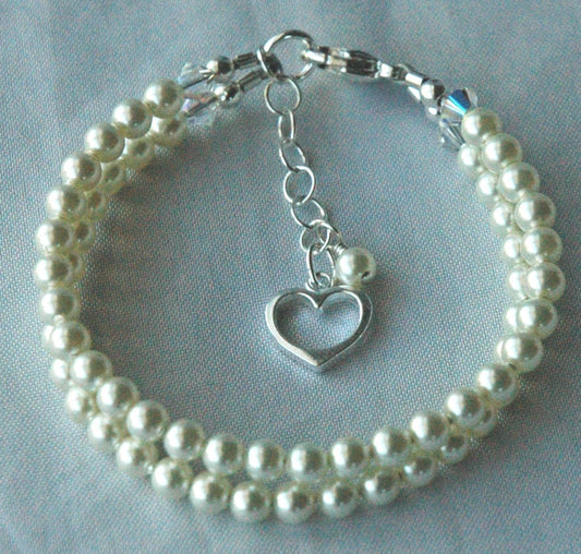 Double Strand PRESTIGE Baby Pearl Bracelet,Flower Girl Bracelet,Confirmation Bracelet,First Communion Bracelet,Junior Bridesmaid Bracelet