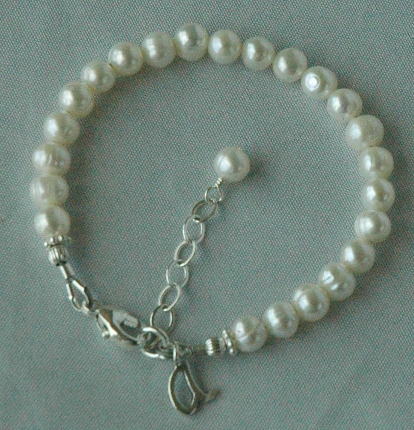 Baby Initial Freshwater Pearl Bracelet,Personalized Child Pearl Bracelet,Flower Girl Bracelet,Junior Bridesmaid Bracele,Real Pearl Bracelet