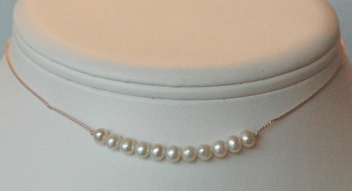 Real Pearl Necklace-Freshwater Pearl on Silk Cord Necklace,Junior Bridesmaid Pearl Necklace,Flower Girl Pearl Necklace,First Communion Pearl