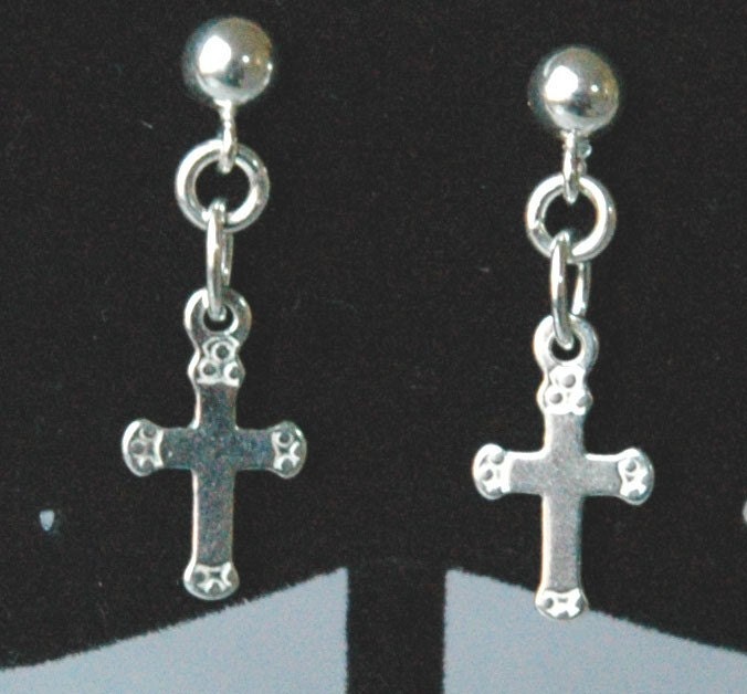 Sterling Silver Cross Earrings,Cross Earrings,Tiny Cross Earrings,Religious Earrings Jewelry,First Communion Confirmation Cross Earrings