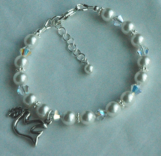 Confirmation Dove Charm Bracelet,Fist Communion Bracelet,Holy Spirit Bracelet,Dove of Peace Bracelet Jewelry,Religious Bracelet for girls