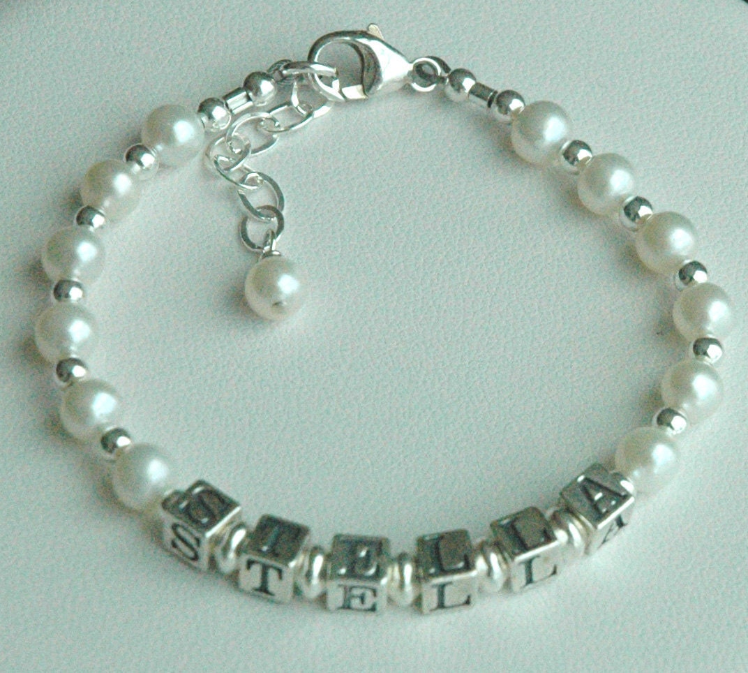 Freshwater Pearl Birthstone Name Bracelet, Name Pearl Bracelet,Pink Name Bracelet,Birthstone Name Bracelet, Name Bracelet,Baby Name Bracelet