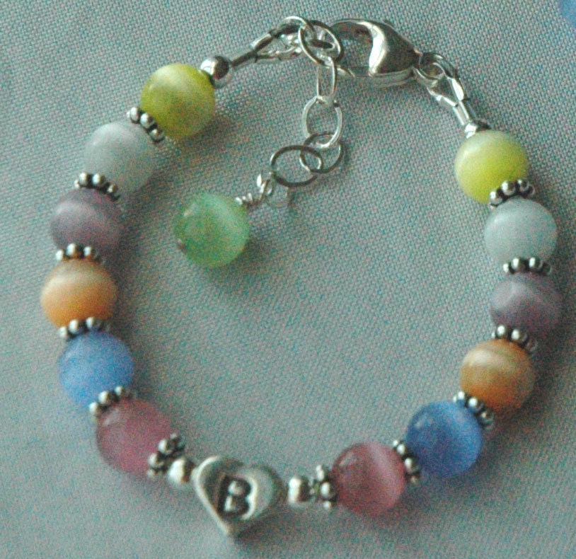 Personalized Multicolor Cat Eye Bracelet, Little Baby Girl Personalized Bracelet, Preschool Graduation Gifts, Kindergarten Graduation Gift